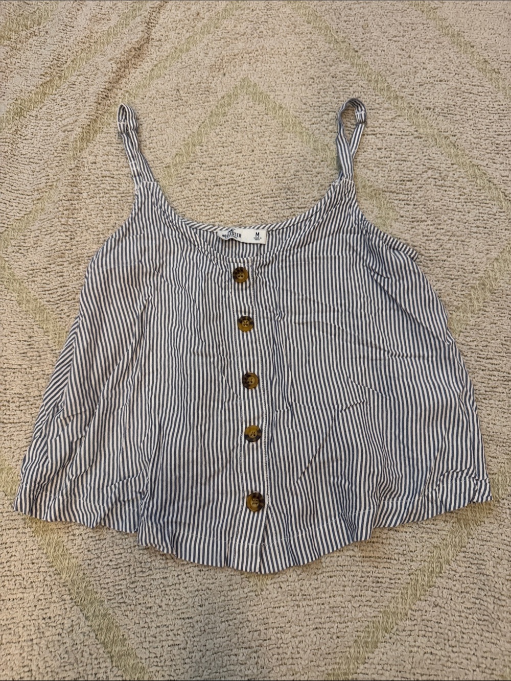 Hollister Navy and White Striped Button-Front Cami
